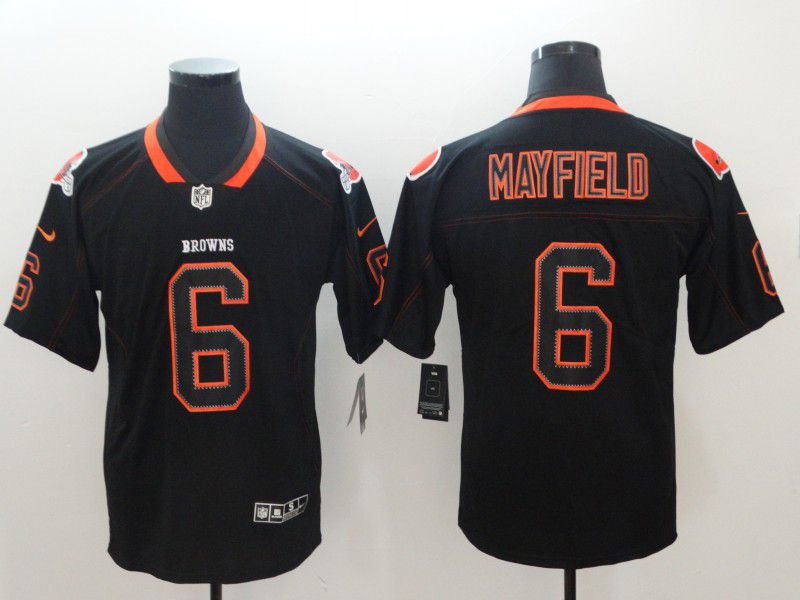 Men Cleveland Browns #6 Mayfield Nike Lights Out Black Color Rush Limited NFL Jerseys->cleveland browns->NFL Jersey